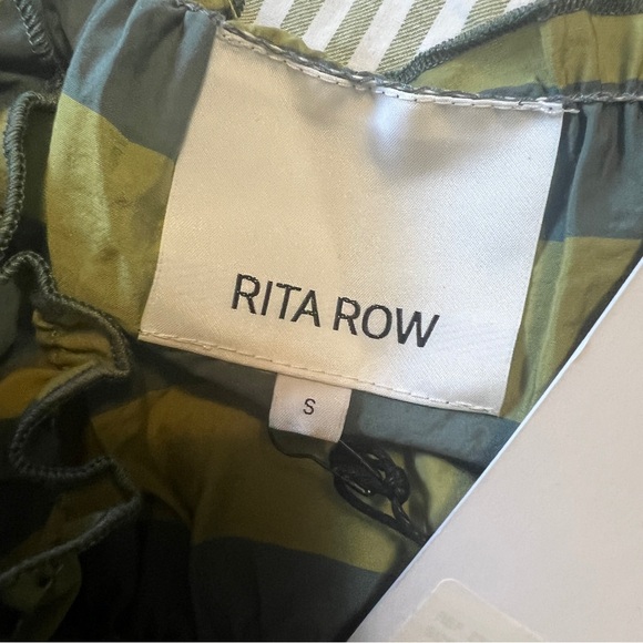 Rita Row Smocked Green and Gray Striped Blouse S NWT - Picture 3 of 10